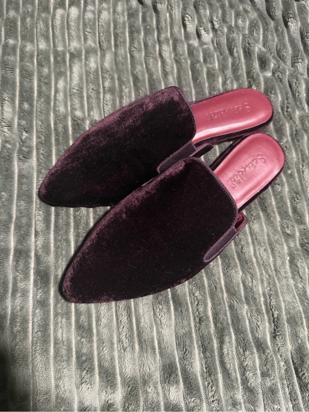 Lee Plum Velvet Pointed Backless Mules